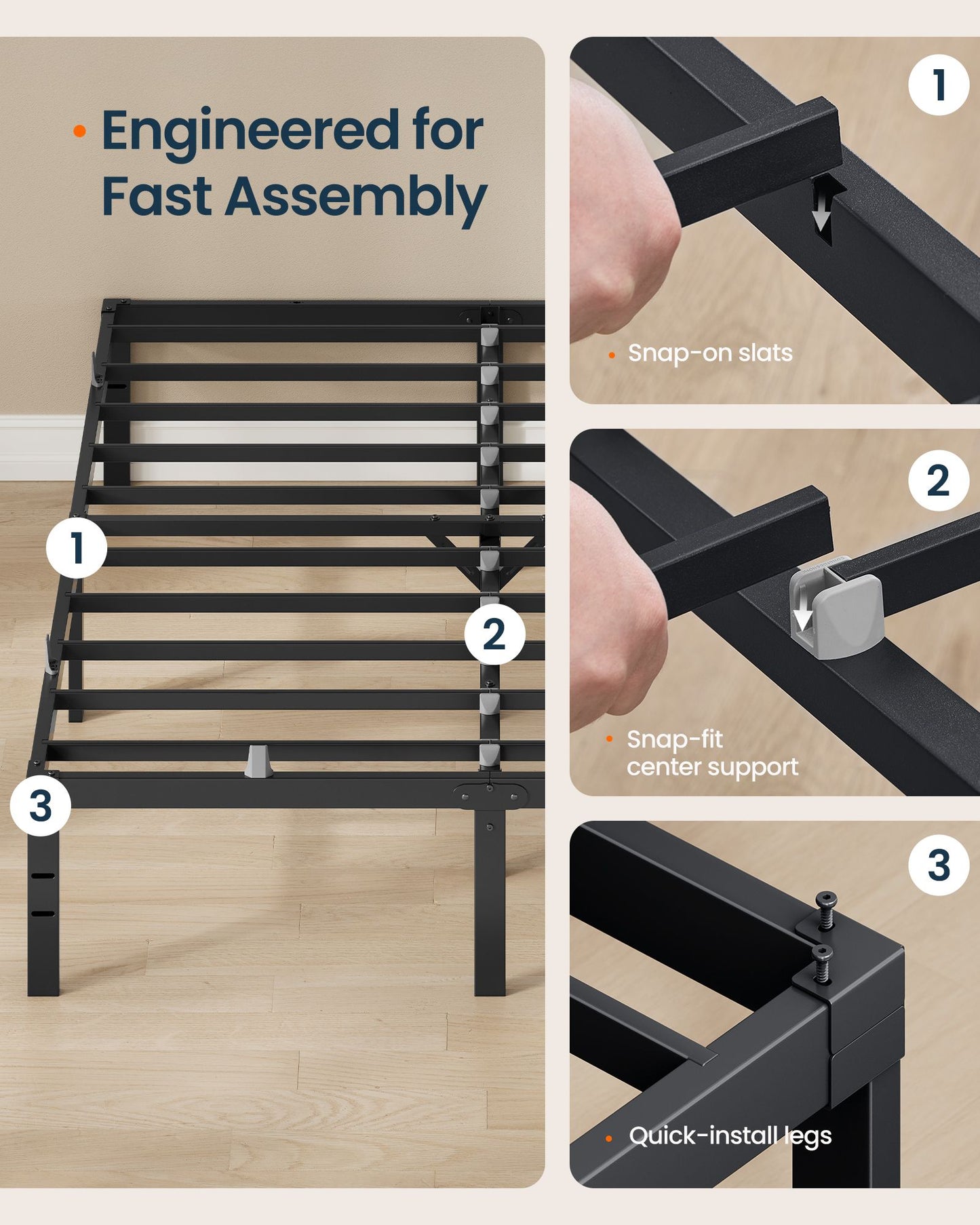 Metal Platform Bed Frame, 14 Inch, with Mattress Retainers, Heavy Duty, Under Bed Storage - image 6