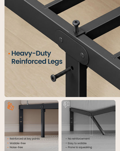 Metal Platform Bed Frame, 14 Inch, with Mattress Retainers, Heavy Duty, Under Bed Storage - image 2