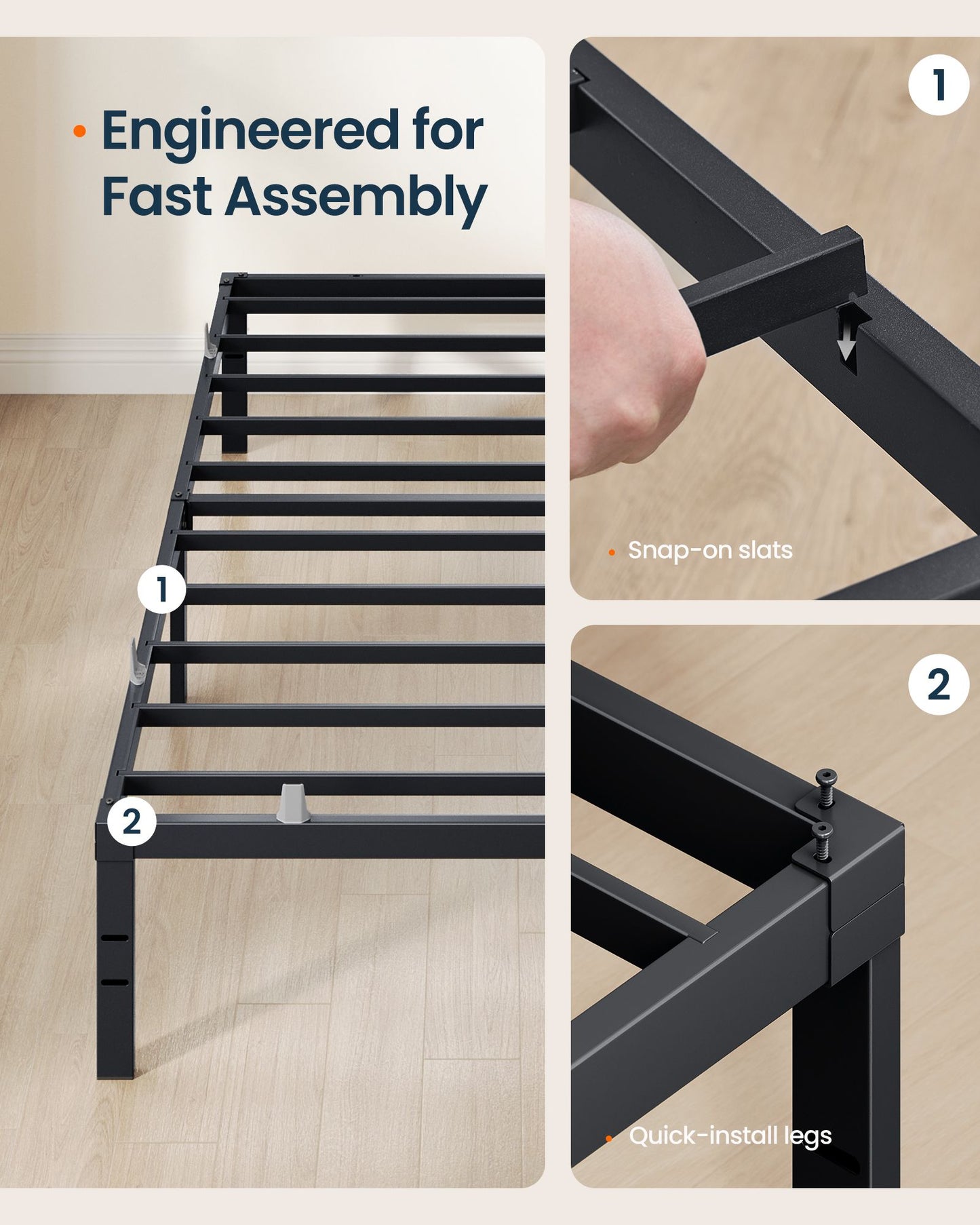 Metal Platform Bed Frame, 14 Inch, with Mattress Retainers, Heavy Duty, Under Bed Storage - image 3