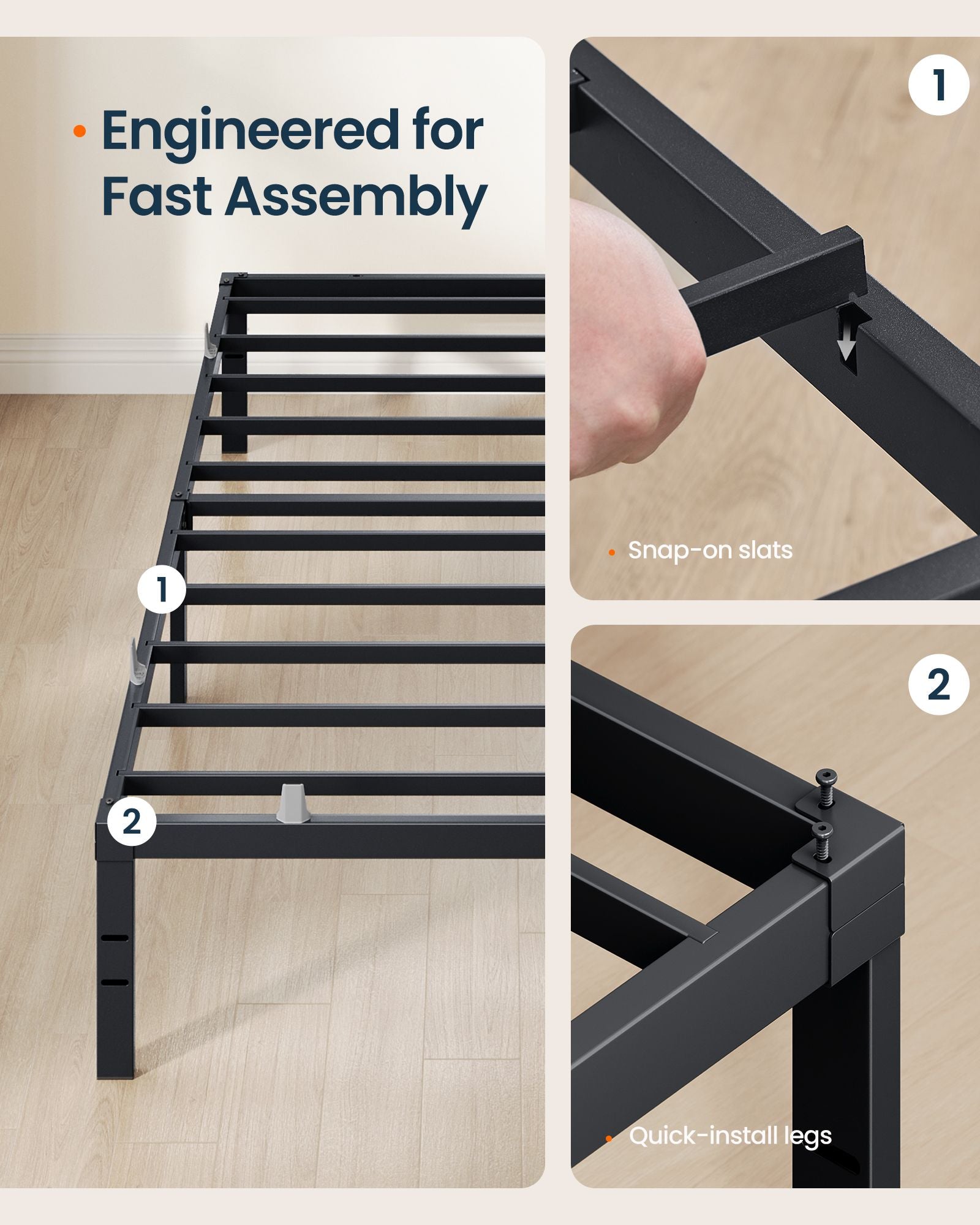 Metal Platform Bed Frame, 14 Inch, with Mattress Retainers, Heavy Duty, Under Bed Storage - image 3