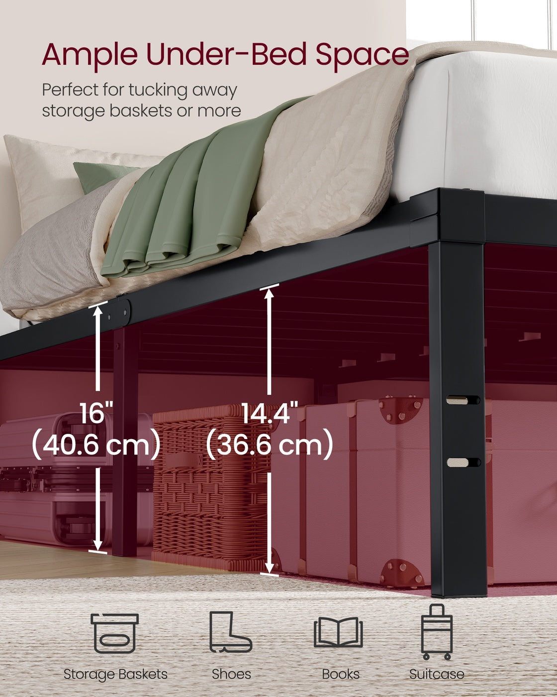 Twin Metal Bed Frame 16 Inches Tall - image 23