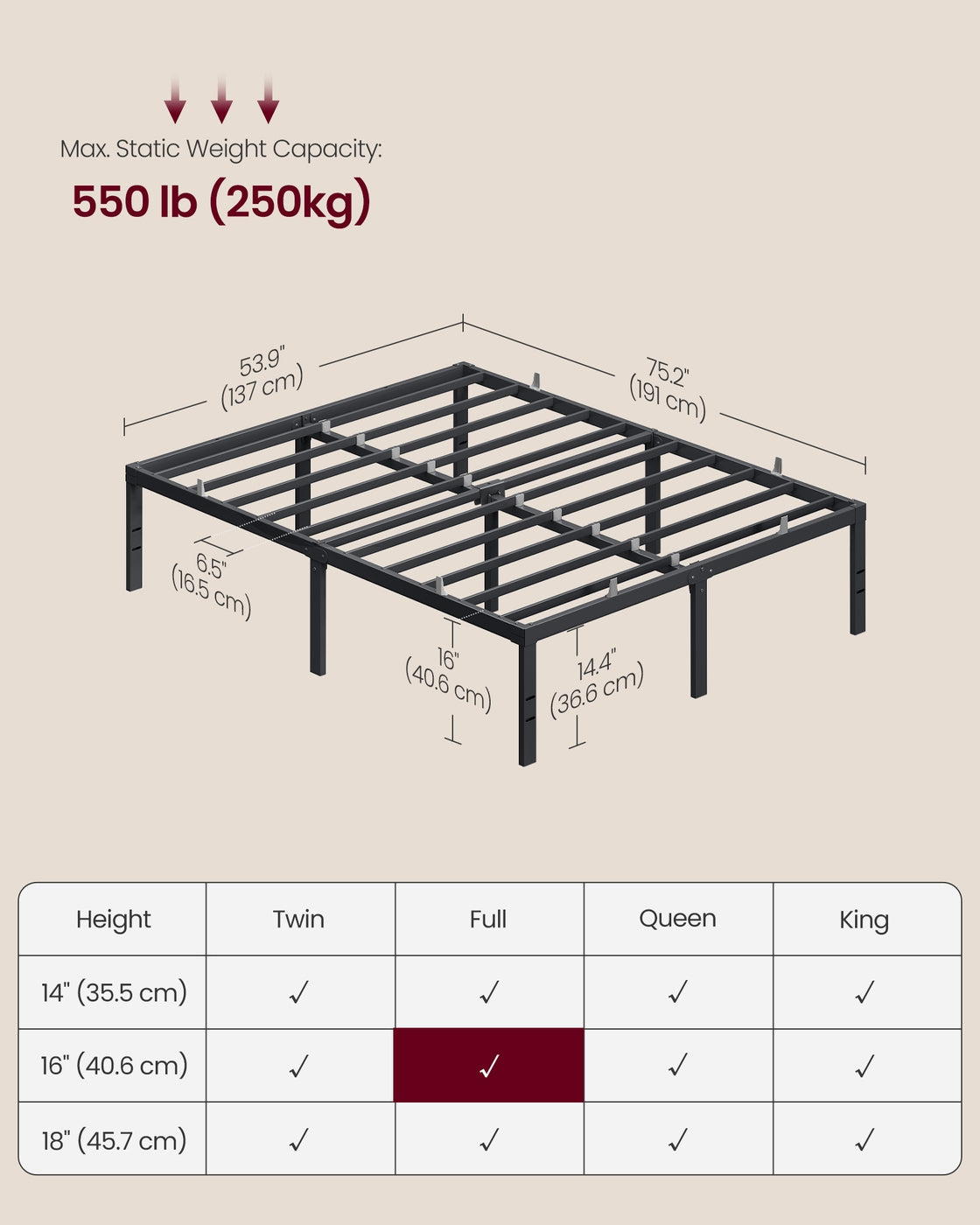 Twin Metal Bed Frame 16 Inches Tall - image 15