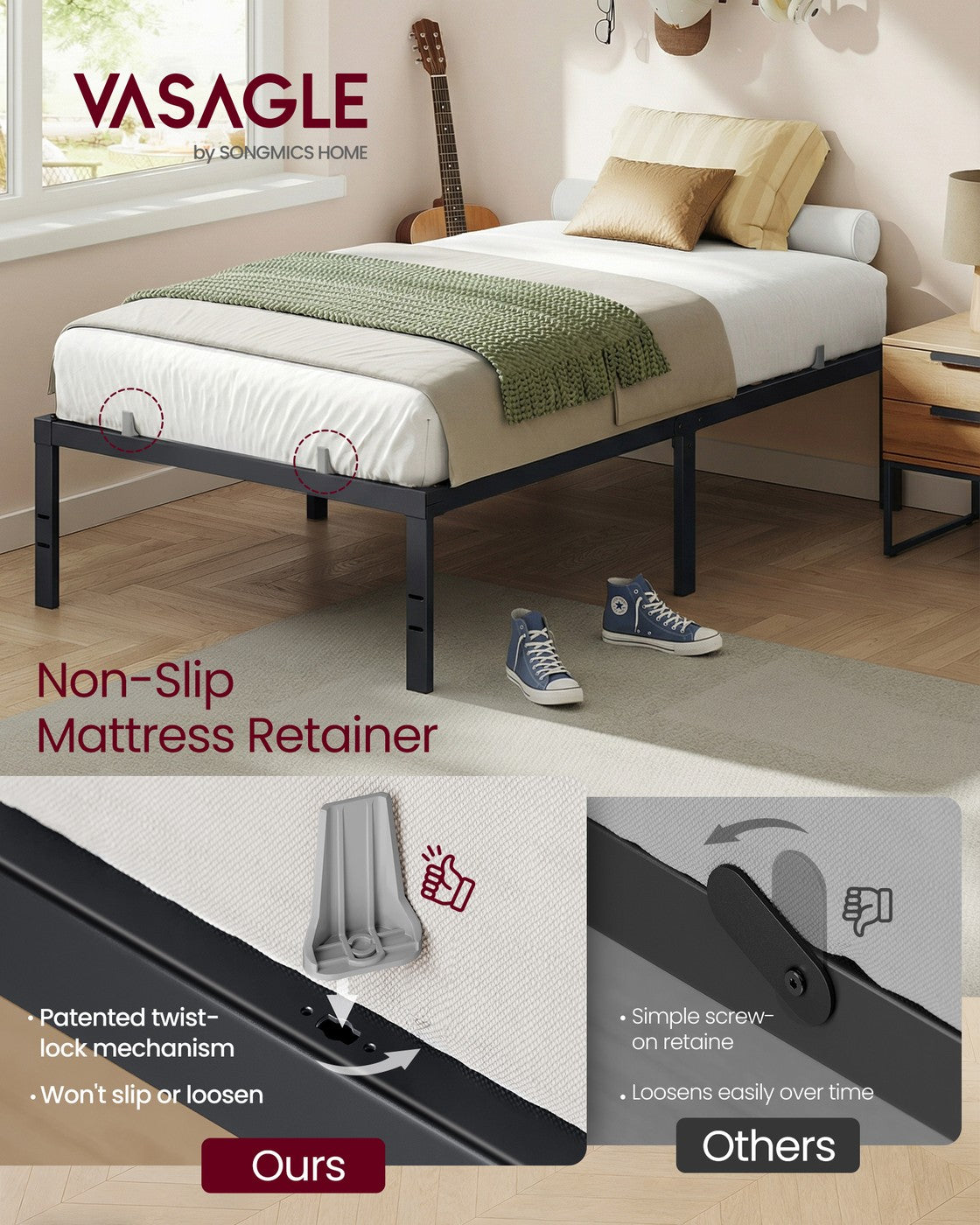 Twin Metal Bed Frame 16 Inches Tall - image 3
