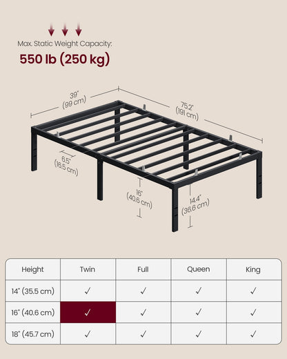 Twin Metal Bed Frame 16 Inches Tall - image 8