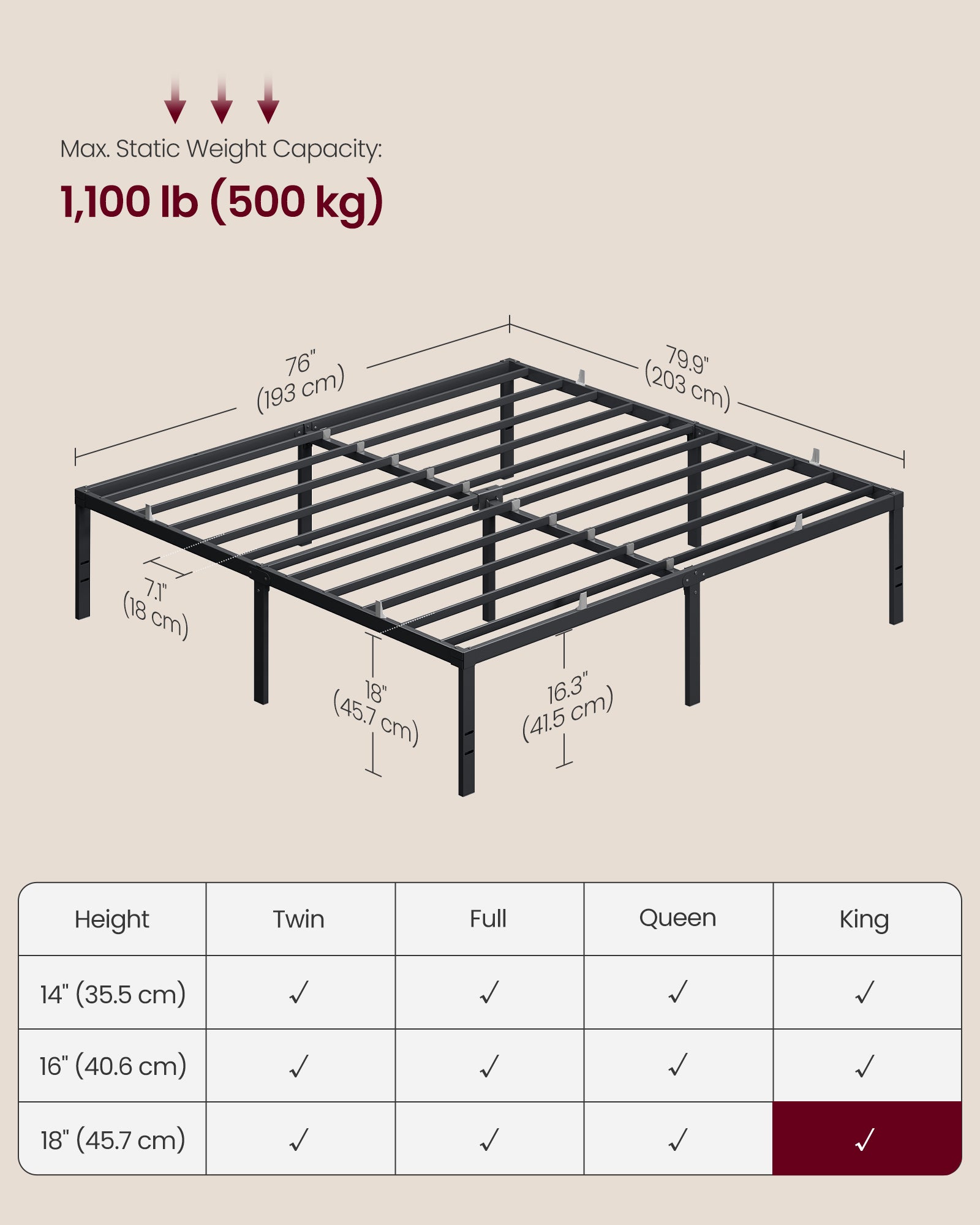 Twin Metal Bed Frame 18 Inches Tall - image 22