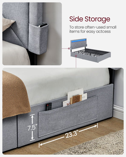 LED Bed Frame Queen Size with Headboard and 4 Drawers - image 5