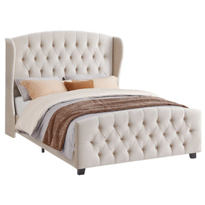 Queen Bed Frame with Tall Headboard and Upholstered Platform