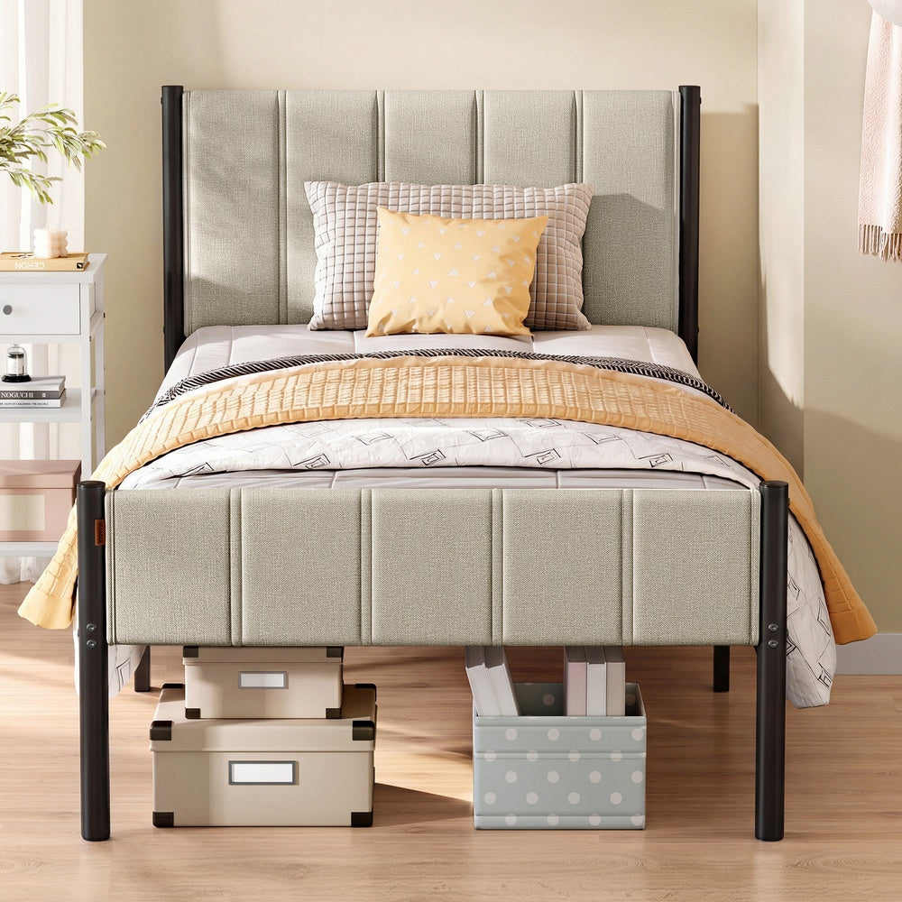 Single Bed Frame 90 x 190 cm 250 kg Weight Capacity Slate Grey - image 17