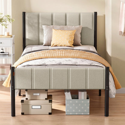 Single Bed Frame 90 x 190 cm 250 kg Weight Capacity Slate Grey - image 17