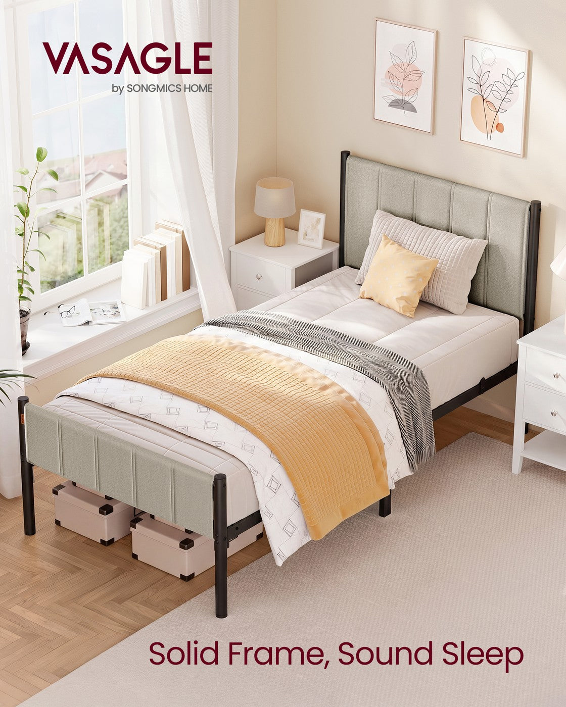 Single Bed Frame 90 x 190 cm 250 kg Weight Capacity Slate Grey - image 18