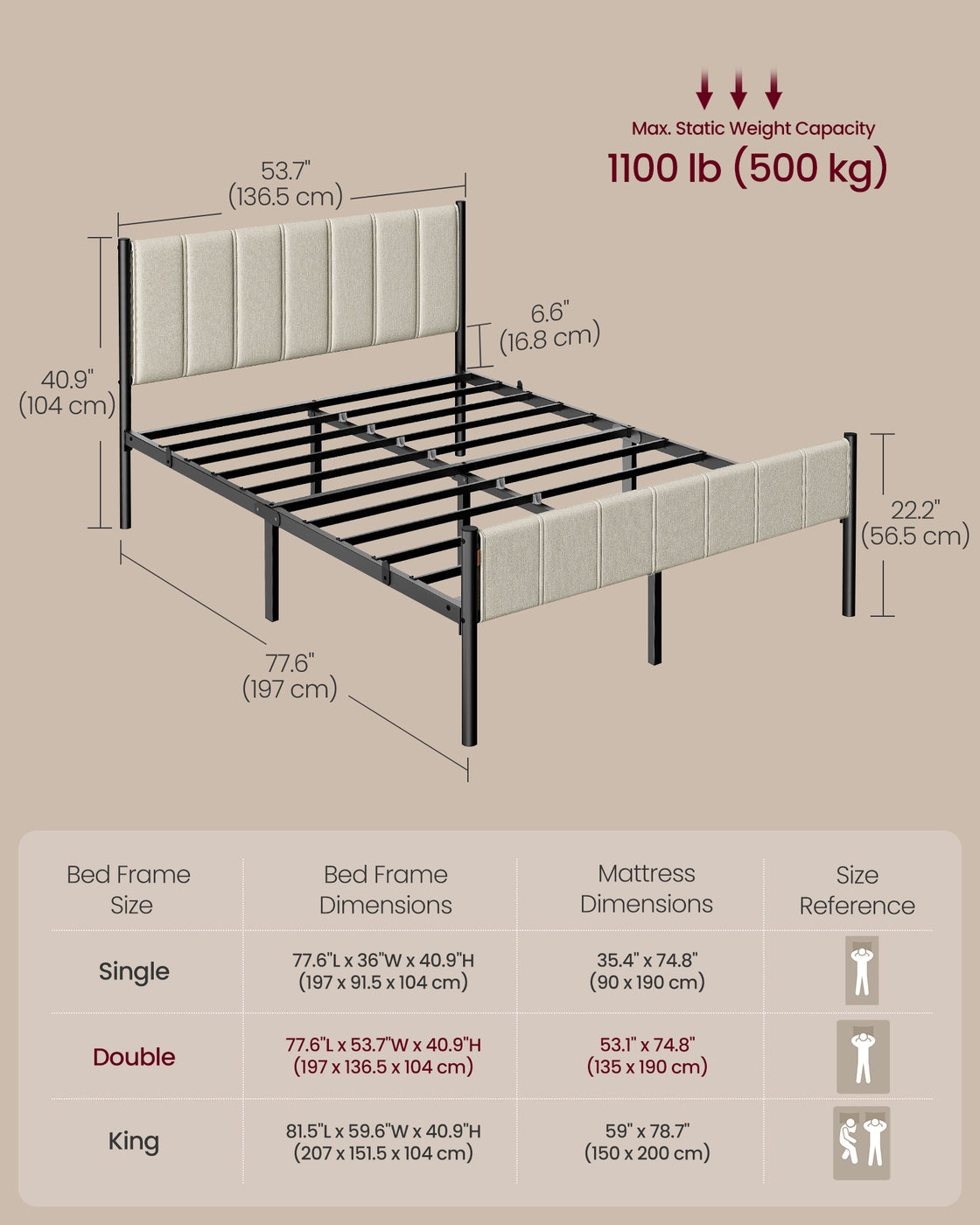 Single Bed Frame 90 x 190 cm 250 kg Weight Capacity Slate Grey - image 37
