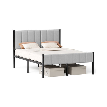Twin Bed Frame with Upholstered Headboard - Dove Gray / Full