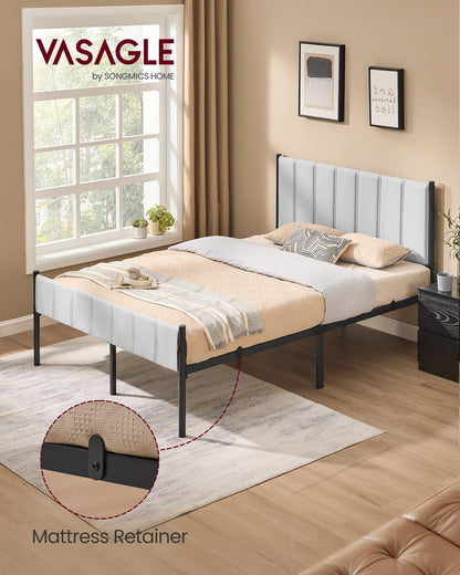 Twin Bed Frame with Upholstered Headboard