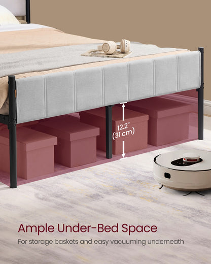 Twin Bed Frame with Upholstered Headboard