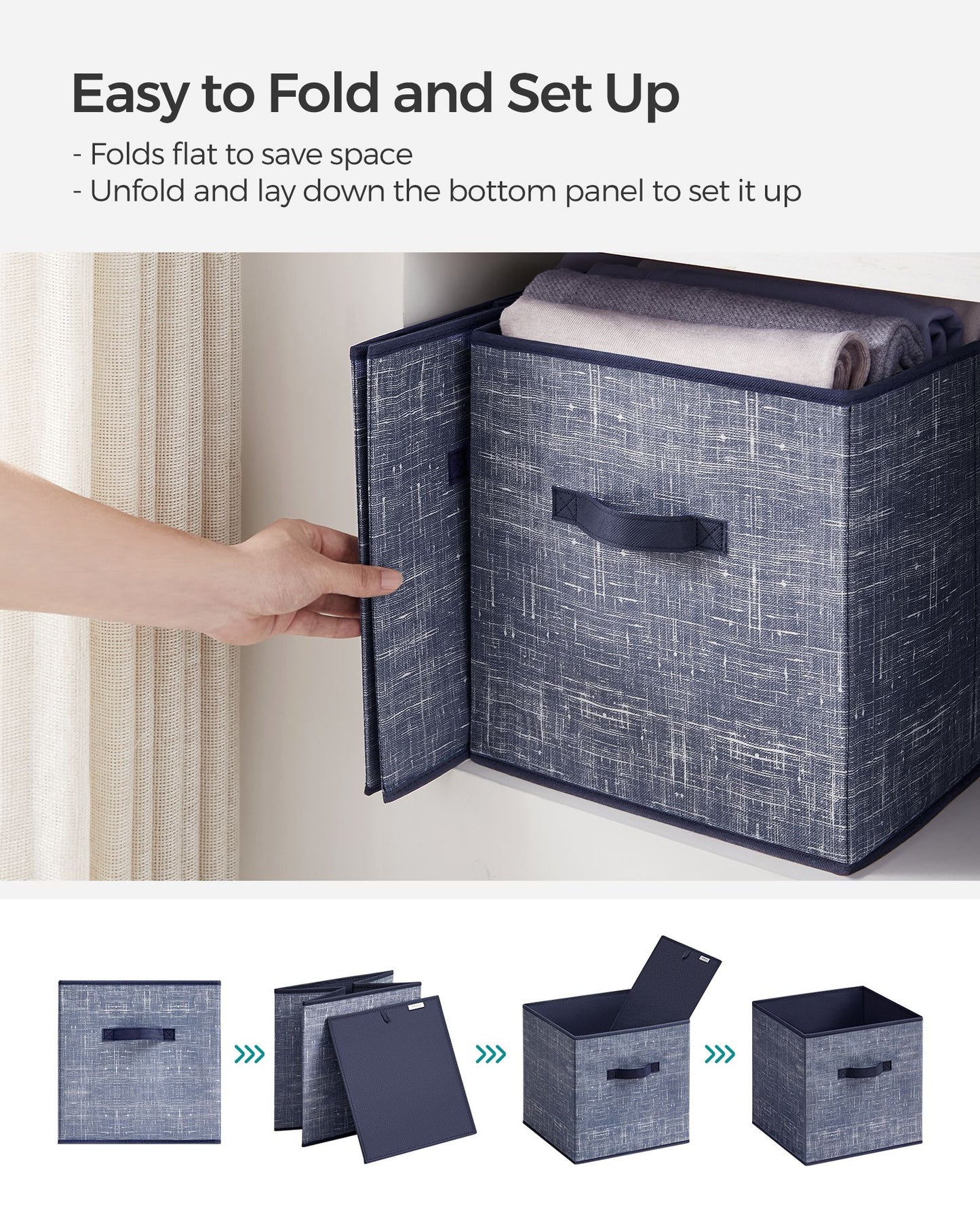 Non-Woven Fabric Storage Cubes with Double Handles - HWLEXTRA 