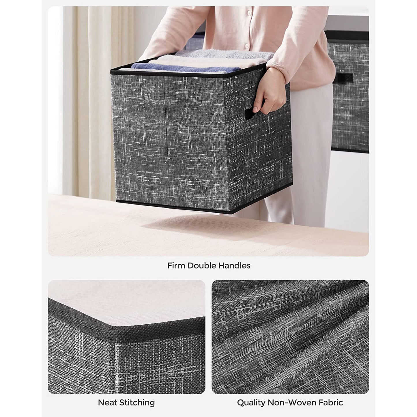 Non-Woven Fabric Storage Cubes with Double Handles - HWLEXTRA 