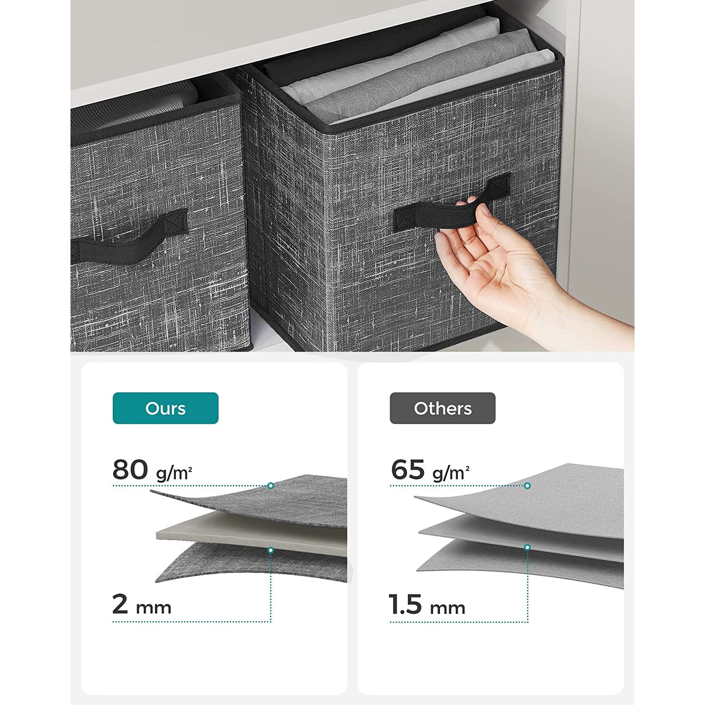 Non-Woven Fabric Storage Cubes with Double Handles - HWLEXTRA 