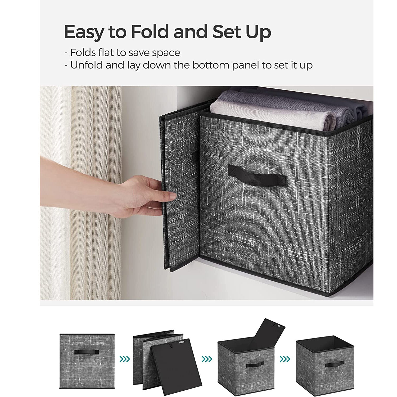 Non-Woven Fabric Storage Cubes with Double Handles - HWLEXTRA 