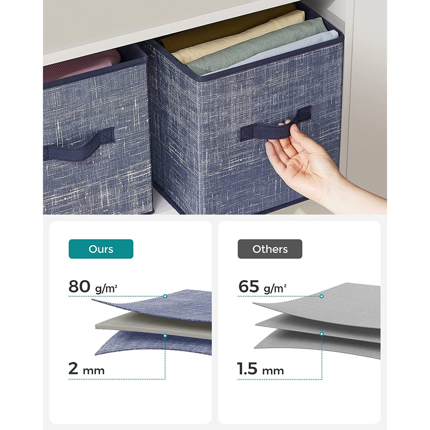 Non-Woven Fabric Storage Cubes with Double Handles - HWLEXTRA 