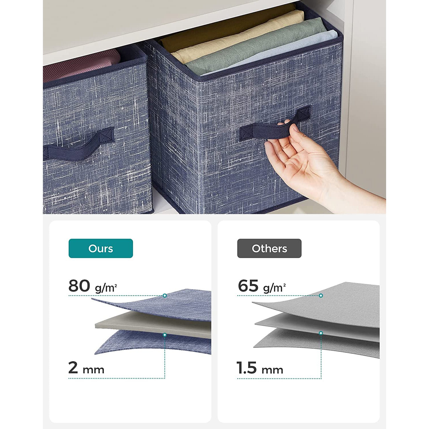 Non-Woven Fabric Storage Cubes with Double Handles - HWLEXTRA 