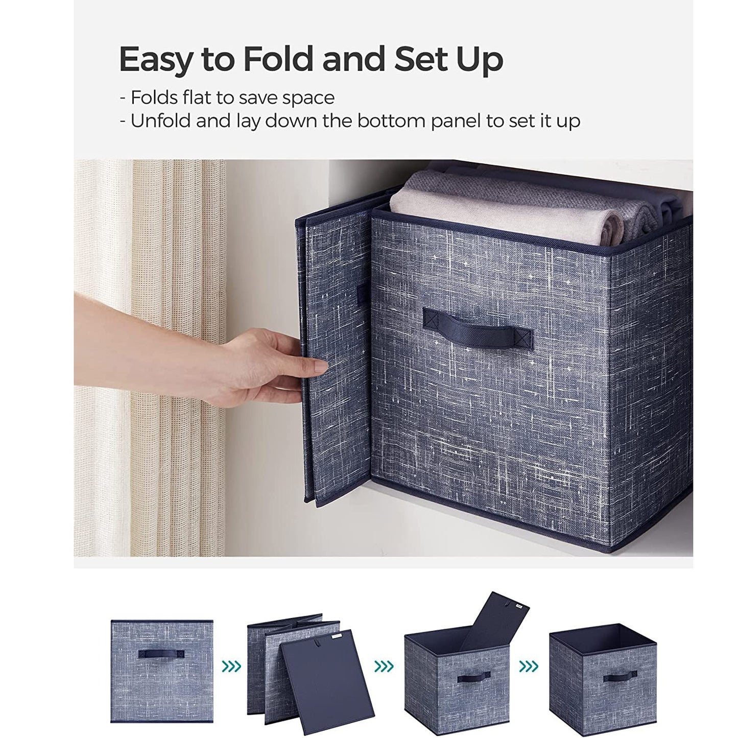 Non-Woven Fabric Storage Cubes with Double Handles - HWLEXTRA 