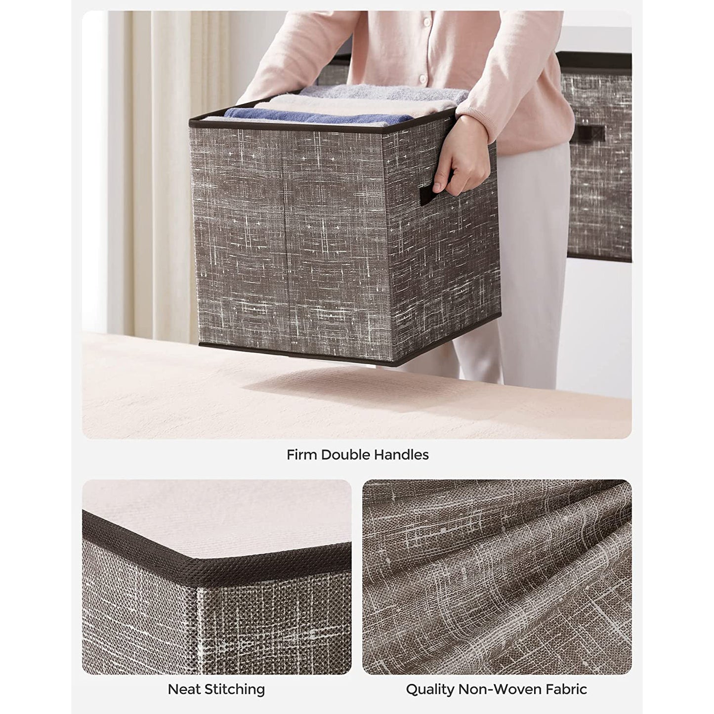 Non-Woven Fabric Storage Cubes with Double Handles - HWLEXTRA 