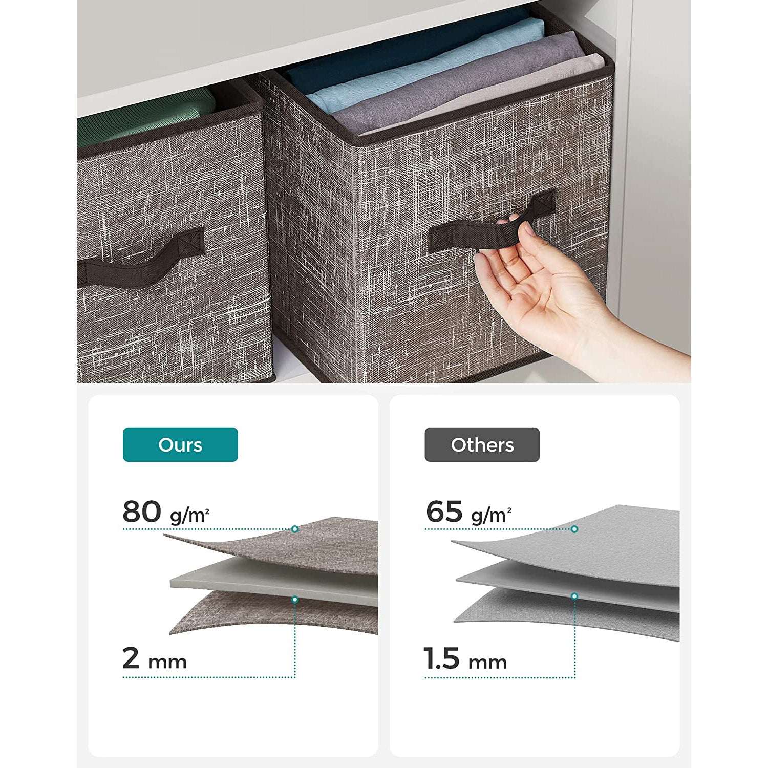 Non-Woven Fabric Storage Cubes with Double Handles - HWLEXTRA 