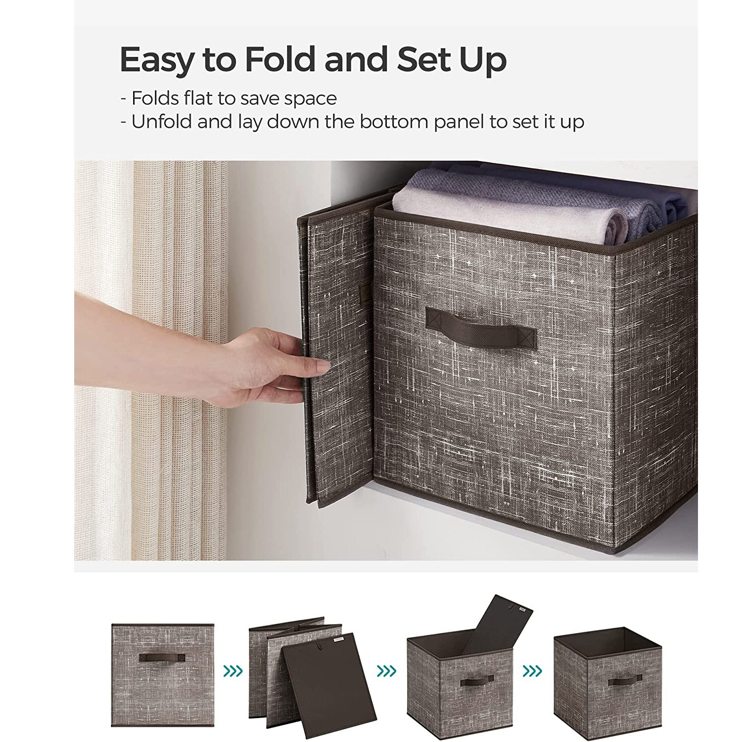 Non-Woven Fabric Storage Cubes with Double Handles - HWLEXTRA 