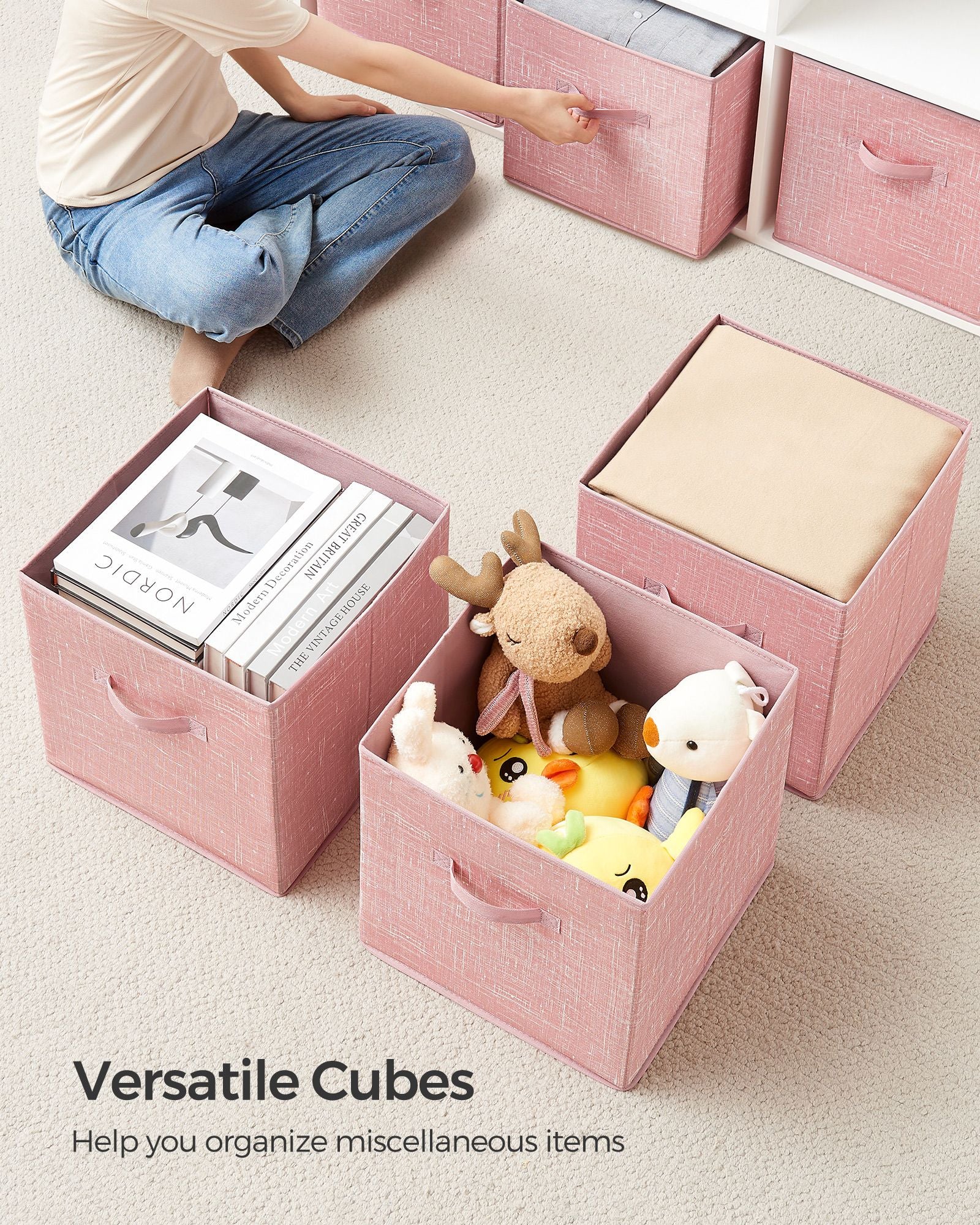 Non-Woven Fabric Storage Cubes with Double Handles - HWLEXTRA 