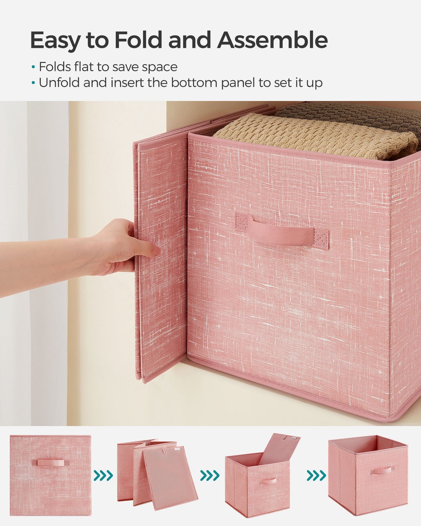 Non-Woven Fabric Storage Cubes with Double Handles - HWLEXTRA 