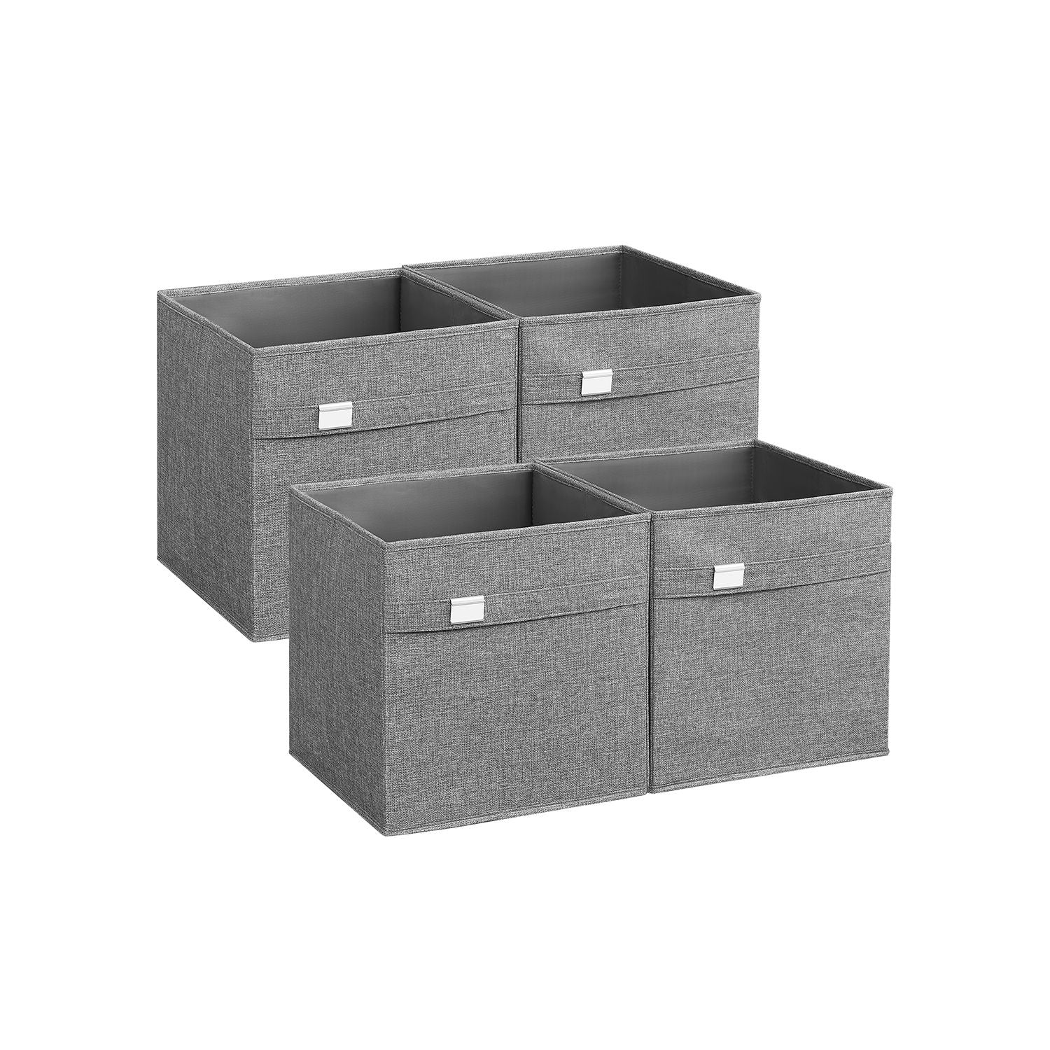 Set of 4 Storage Cubes with Double Handles Dove Gray L