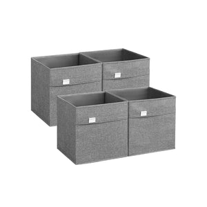Set of 4 Storage Cubes with Double Handles Dove Gray L
