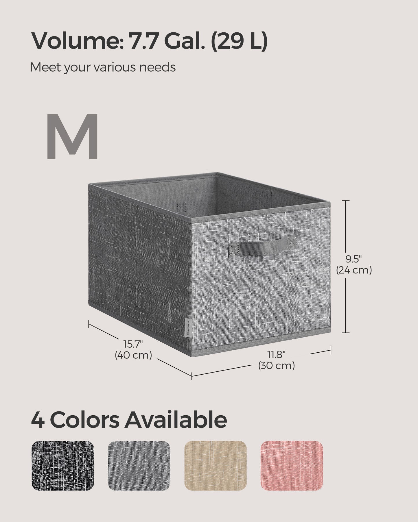 Set of 3 Fabric Storage Bin