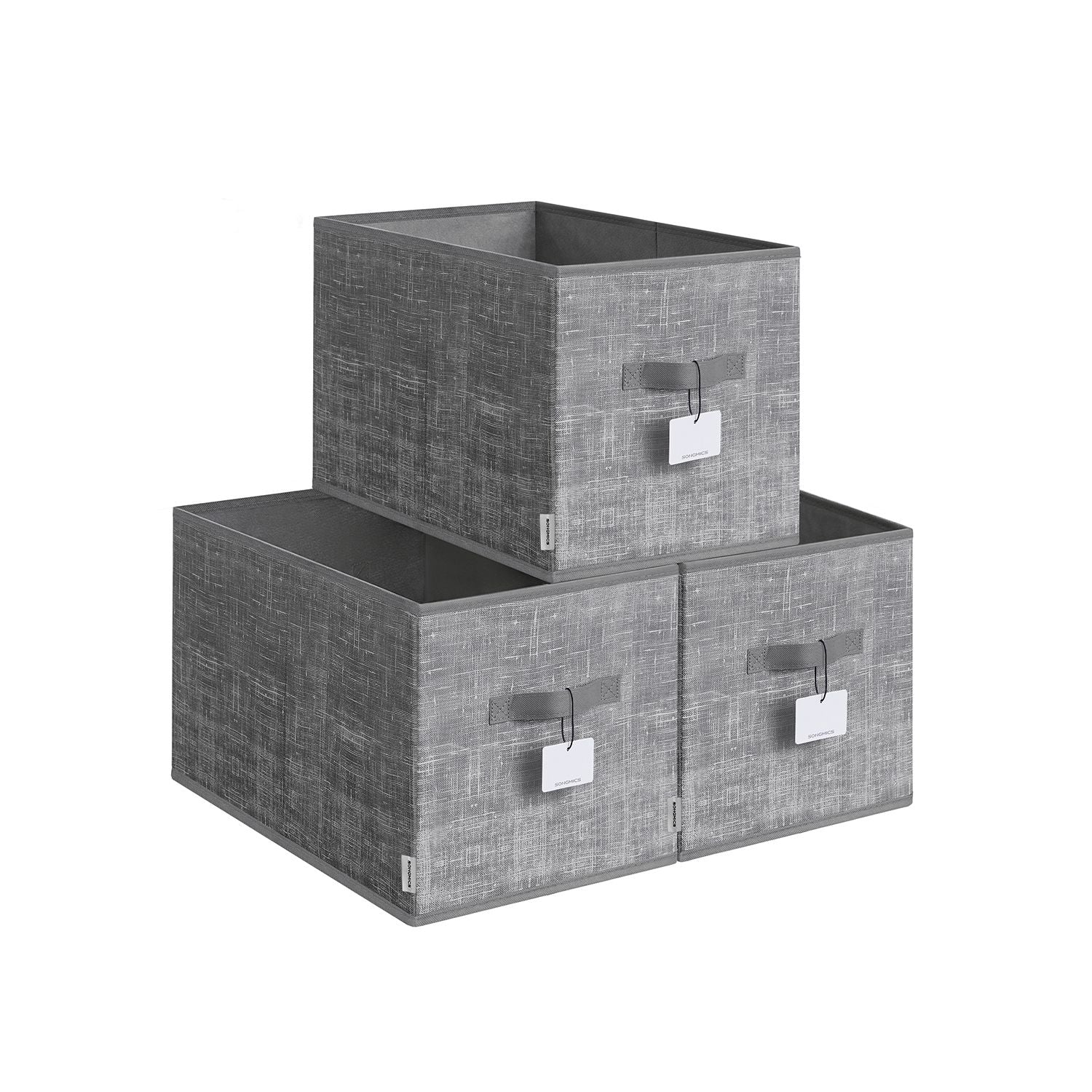 30 cm High Collapsible Storage Boxes Set of 3 Cattail Grey - image 2