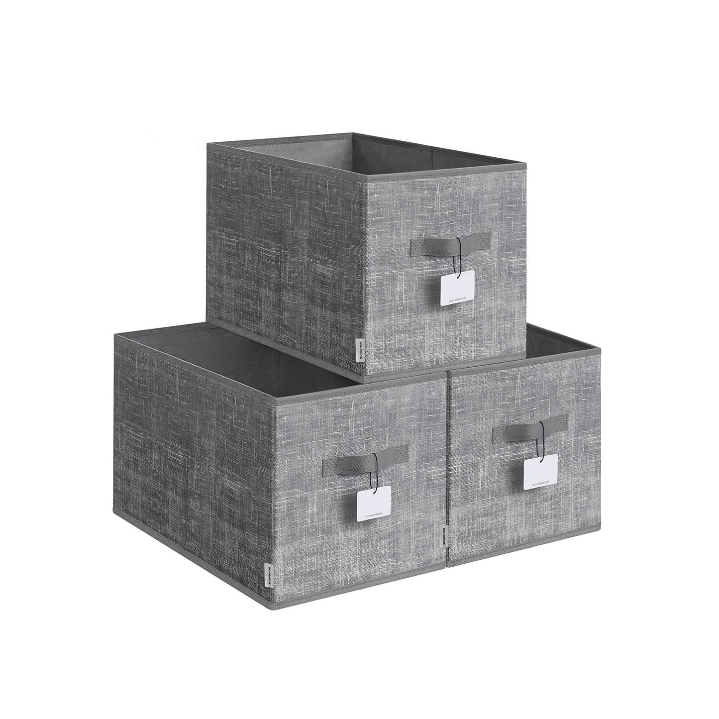 30 cm High Collapsible Storage Boxes Set of 3 Cattail Grey - image 1