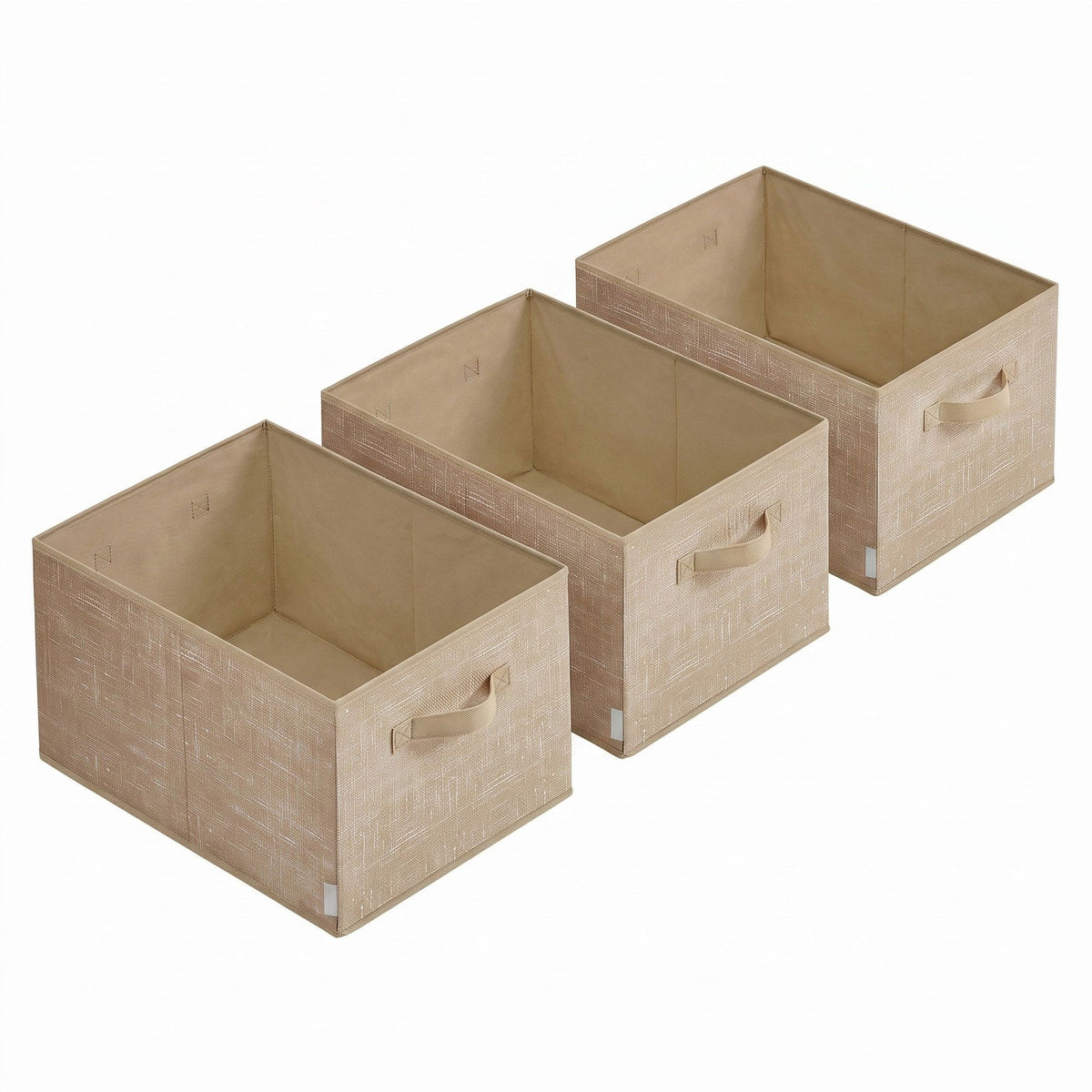 Set of 3 Fabric Storage Bins, Foldable Closet Organizer with 2 Handles, Label Holders