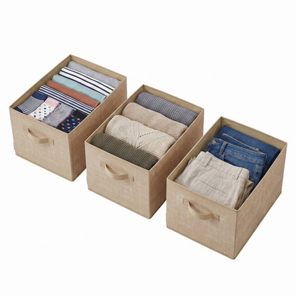 Set of 3 Fabric Storage Bins, Foldable Closet Organizer with 2 Handles, Label Holders