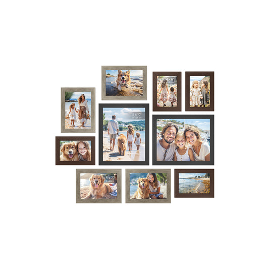 Collage Picture Frames Set of 10, Two 8x10, Four 5x7, Four 4x6