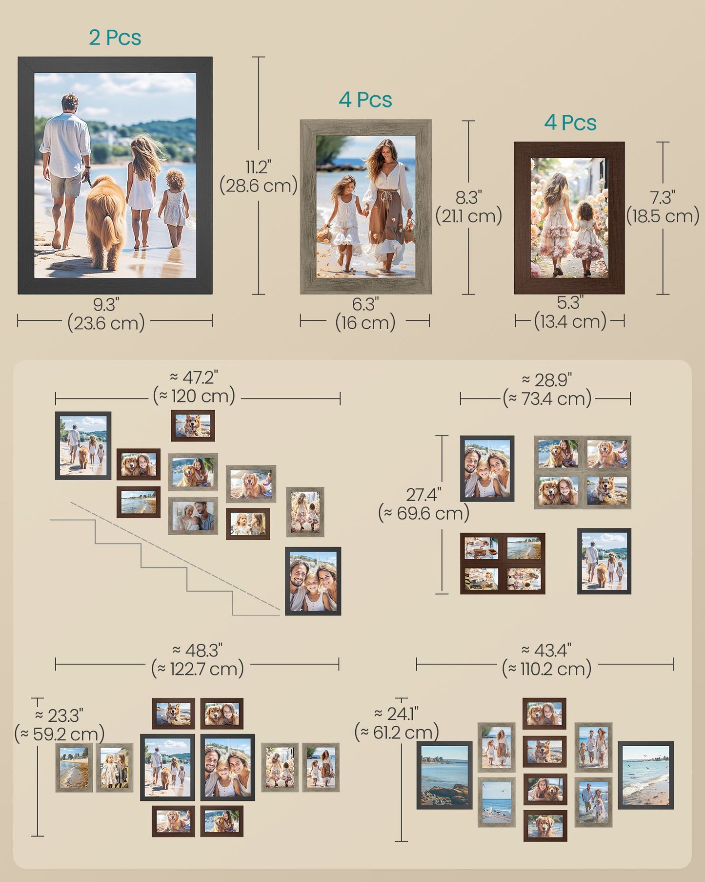 Collage Picture Frames Set of 10, Two 8x10, Four 5x7, Four 4x6