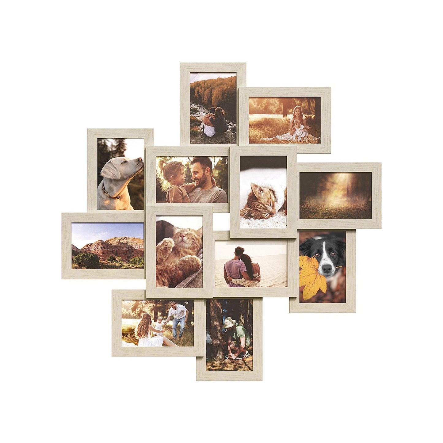Natural Beige Collage Frame for Twelve 10 x 15 cm Photos
