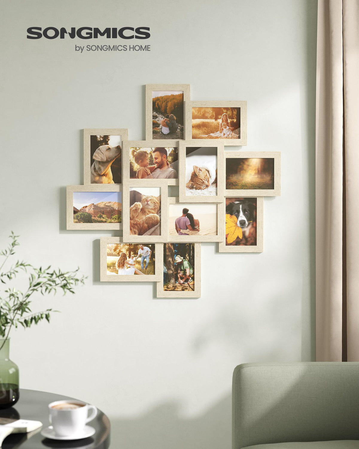 Natural Beige Collage Frame for Twelve 10 x 15 cm Photos
