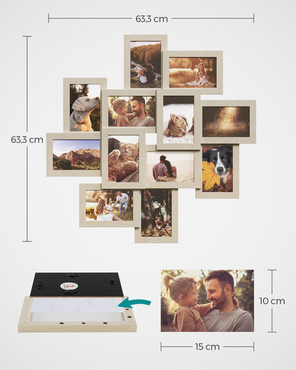Natural Beige Collage Frame for Twelve 10 x 15 cm Photos