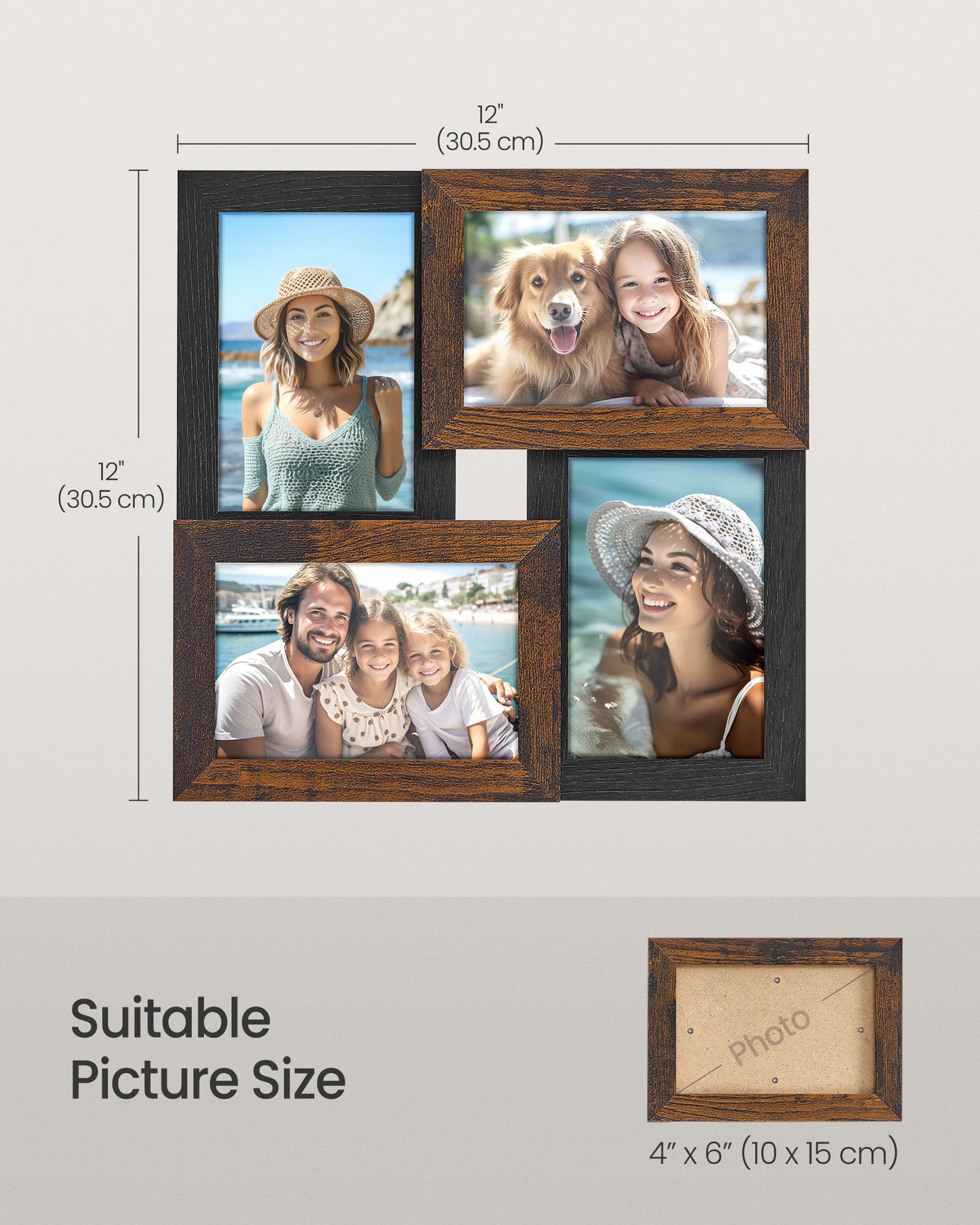 4x6 Collage Picture Frames, Set of 4