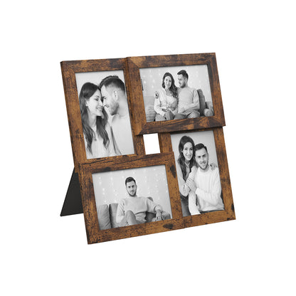 4 Marcos para Fotos 10 x 15 cm, Marcos de fotos para Pared, Marcos Múltiples, Decoración de pared, Marrón Rústico