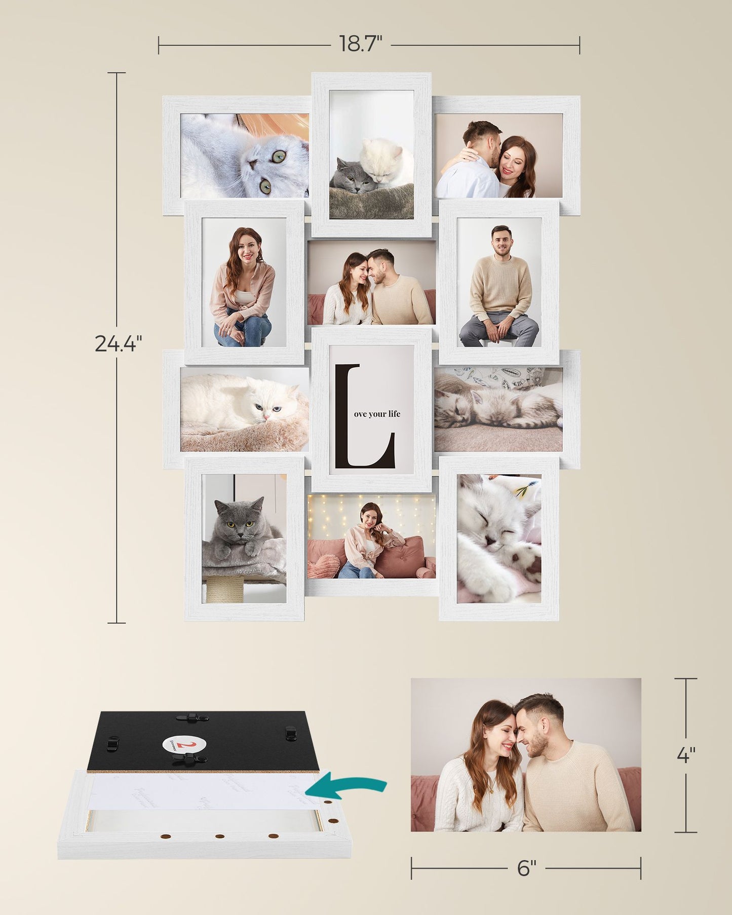 Collage Picture Frames, 4x6 for Wall Decor Set of 12