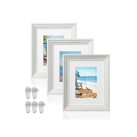 8x10 Picture Frames with 6 Mats for Wall, Set of 3