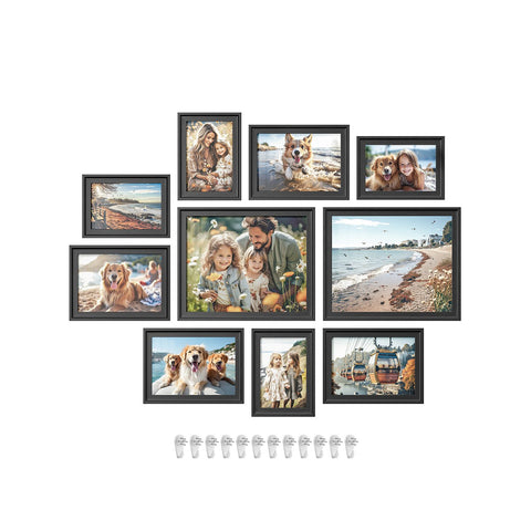 Set of 10 Collage Photo Frames, Two 8x10, Four 5x7, Four 4x6 Frames