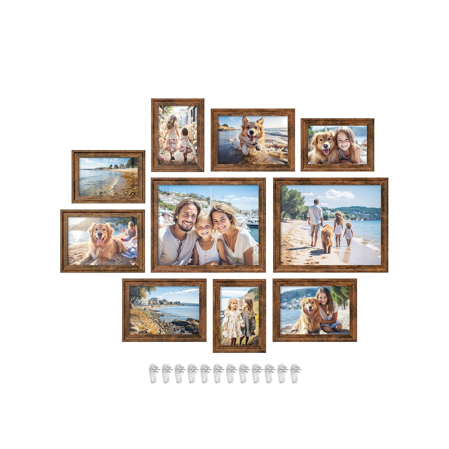 Set of 10 Collage Photo Frames, Two 8x10, Four 5x7, Four 4x6 Frames
