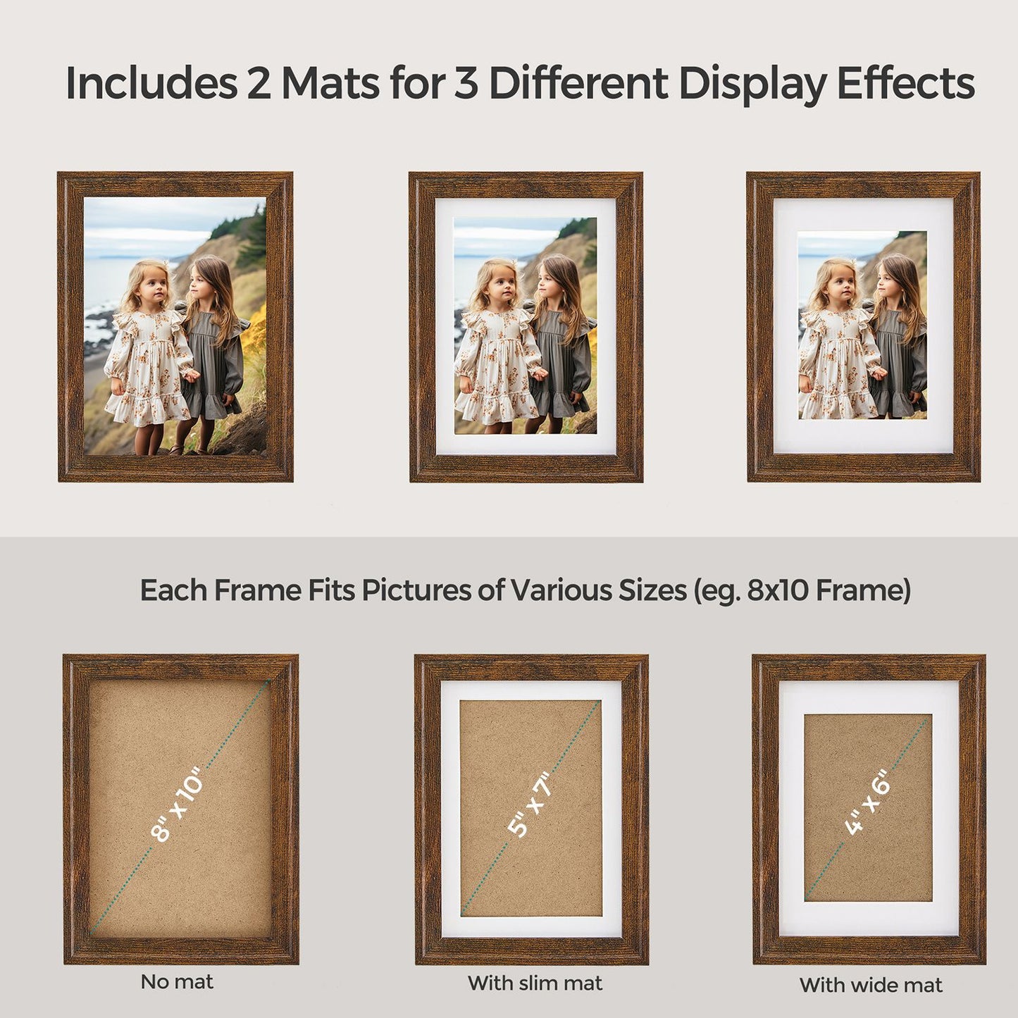Set of 10 Collage Photo Frames, Two 8x10, Four 5x7, Four 4x6 Frames