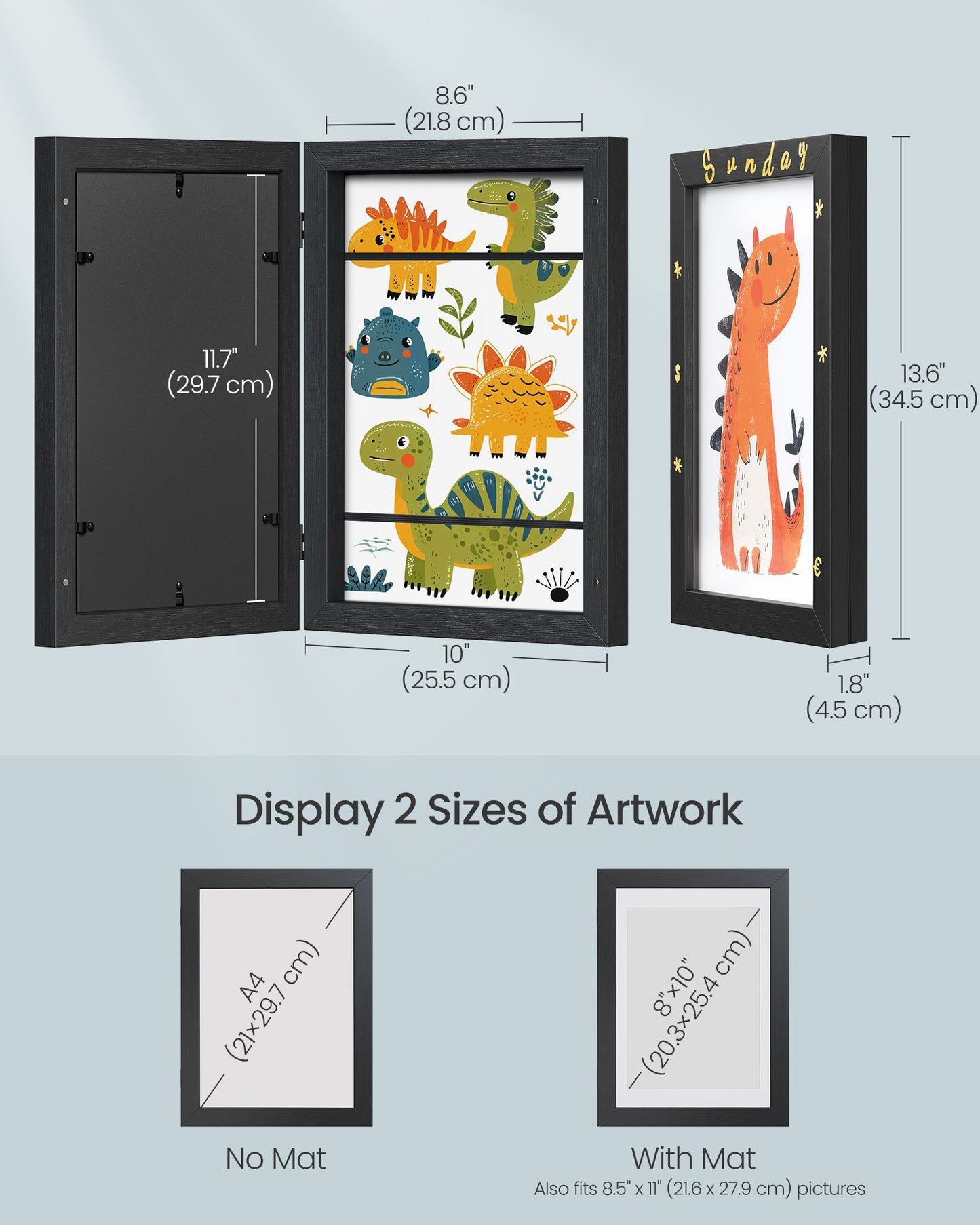 Kids Artwork Frame Changeable, A4, 8.5x11 Art Picture Frame Display for Room Decor